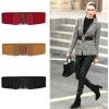 imageuxcell Women Bowknot Shaped Interlocking Buckle Elastic Belt WaistbandBrown