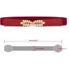 imageuxcell Women Leaf Shaped Interlocking Buckle 25cm Wide Stretch Cinch BeltRed