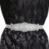 imageuxcell Women Rhinestone Bead Decor Satin Ribbon Wedding BeltBeige