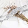 imageuxcell Women Rhinestone Bead Decor Satin Ribbon Wedding BeltGray