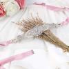 imageuxcell Women Rhinestone Bead Decor Satin Ribbon Wedding BeltPale Pink