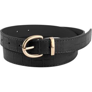 imageAllegra K Alligator Embossed Belts Leather Waist Alloy Pin Buckle Belt for WomenBlack