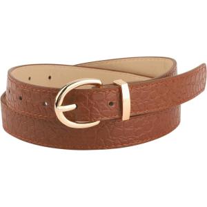 imageAllegra K Alligator Embossed Belts Leather Waist Alloy Pin Buckle Belt for WomenBrown