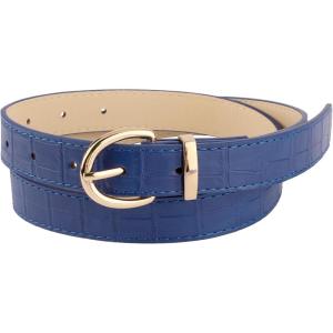 imageAllegra K Alligator Embossed Belts Leather Waist Alloy Pin Buckle Belt for WomenDark Blue