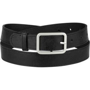 imageAllegra K Ladies Skinny Belts PU Casual Shiny Waist Belt for Dress Jeans Single Pin BuckleBlack