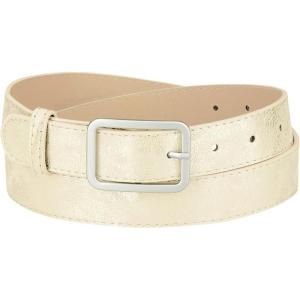 imageAllegra K Ladies Skinny Belts PU Casual Shiny Waist Belt for Dress Jeans Single Pin BuckleGolden