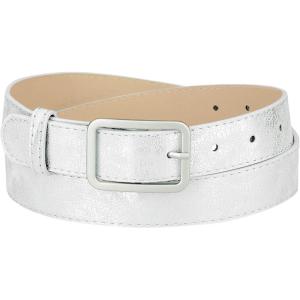 imageAllegra K Ladies Skinny Belts PU Casual Shiny Waist Belt for Dress Jeans Single Pin BuckleSilver