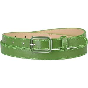 imageAllegra K Thin Waist Belts for Women Rectangle Pin Buckle Skinny Leather Belt for Pants DressGreen