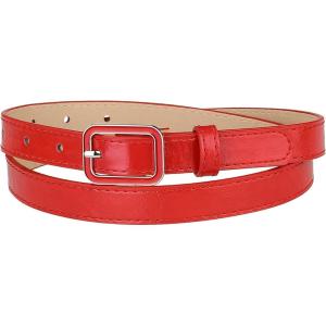 imageAllegra K Thin Waist Belts for Women Rectangle Pin Buckle Skinny Leather Belt for Pants DressRed