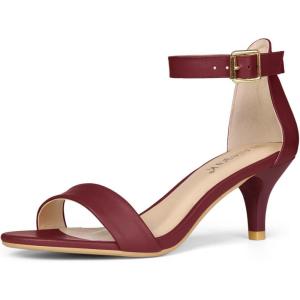 imageAllegra K Womens Ankle Strap Kitten Heel SandalsBurgundy
