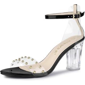 imageAllegra K Womens Clear Block Heel Ankle Strap Heeled SandalsBlack