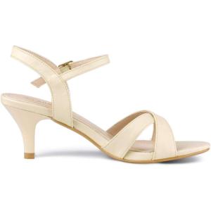 imageAllegra K Womens Cross Straps Kitten Heel SandalsBeige