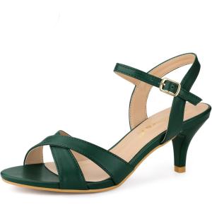 imageAllegra K Womens Cross Straps Kitten Heel SandalsDark Green