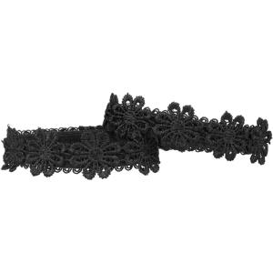 imageAllegra K Womens Detachable Lace Adjustable Elastic Shoe Ankle Straps for HeelsBlack Flower