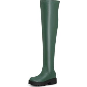 imageAllegra K Womens Platform Round Toe Lug Sole Chunky Low Heel Over Knee Thigh High BootsGreen