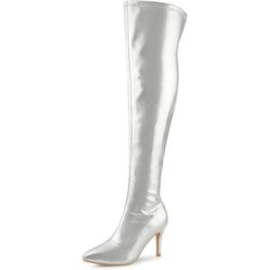imageAllegra K Womens Pointed Toe Stiletto Heels Over The Knee High BootsSilver