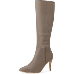 imageAllegra K Womens Pointed Toe Stiletto Heels Taupe Knee High Boot 8 M US