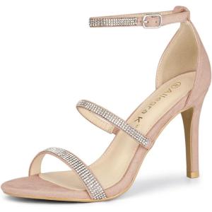 imageAllegra K Womens Rhinestone Ankle Strap Stiletto High Dust Pink Heels Sandals 6 M US