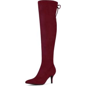 imageAllegra K Womens Stiletto Heels Thigh High Over the Burgundy Knee High Boots 7 M US