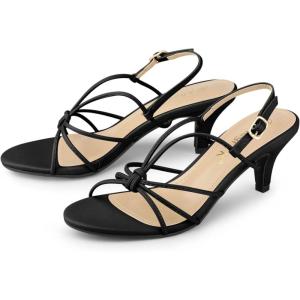imageAllegra K Womens Strappy Slingback Kitten Heels SandalsBlack