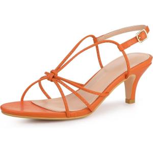 imageAllegra K Womens Strappy Slingback Kitten Heels SandalsOrange