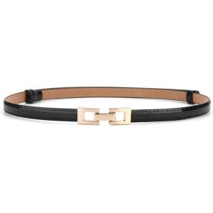 imageuxcell Metal Buckle Adjustable Thin High Waist Belt for WomenBlacksquare Buckle