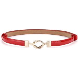 imageuxcell Metal Buckle Adjustable Thin High Waist Belt for WomenRedround Buckle