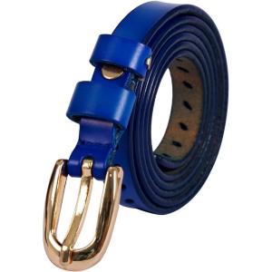 imageuxcell Women Classic Skinny Belt With OvalShaped Hollow Alloy Buckle MulticolorRoyal