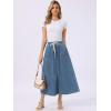 imageAllegra K Denim Maxi Skirt for Women Elastic Waist Casual A Line Long Jean SkirtsBlue