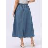 imageAllegra K Denim Maxi Skirt for Women Elastic Waist Casual A Line Long Jean SkirtsBlue