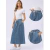imageAllegra K Denim Maxi Skirt for Women Elastic Waist Casual A Line Long Jean SkirtsBlue