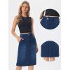 imageAllegra K Denim Skirt for Women High Waisted Casual Back Slit Stretchy Below Knee Length Jean SkirtDark Blue