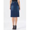 imageAllegra K Denim Skirt for Women High Waisted Casual Back Slit Stretchy Below Knee Length Jean SkirtDark Blue