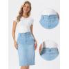 imageAllegra K Denim Skirt for Women High Waisted Casual Back Slit Stretchy Below Knee Length Jean SkirtLight Blue