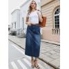 imageAllegra K Denim Skirt for Women Midi Length Elastic Waist Split Back Long Jean SkirtsDark Blue