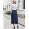 imageAllegra K Denim Skirt for Women Midi Length Elastic Waist Split Back Long Jean SkirtsDark Blue