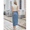 imageAllegra K Denim Skirt for Women Midi Length Elastic Waist Split Back Long Jean SkirtsSky Blue