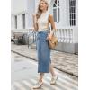 imageAllegra K Denim Skirt for Women Midi Length Elastic Waist Split Back Long Jean SkirtsSky Blue