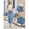 imageAllegra K Denim Skirt for Women Midi Length Elastic Waist Split Back Long Jean SkirtsSky Blue