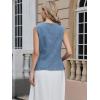 imageAllegra K Jean Vests for Women Collarless Button Down Sleeveless Denim Vest TopBlue