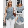 imageAllegra K Jean Vests for Women Collarless Button Down Sleeveless Denim Vest TopGray Blue