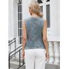 imageAllegra K Jean Vests for Women Collarless Button Down Sleeveless Denim Vest TopGray Blue