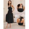 imageAllegra K Midi Dress for Womens Off Shoulder Halter Corset High Waist Swing Flowy Long DressesBlack