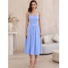 imageAllegra K Midi Dress for Womens Off Shoulder Halter Corset High Waist Swing Flowy Long DressesBlue