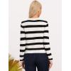 imageAllegra K Striped Cardigan for Womens Color Block Long Sleeve Button Down Crewneck Knit Sweater TopsBlack White
