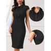 imageAllegra K Work Dress for Women Cap Sleeve Bow Tie Side Zipper Sheath Business Casual Bodycon DressesBlack