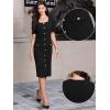 imageAllegra K Work Dress for Women Short Sleeve Square Neck Button Down Business Bodycon Office Dresses with BeltBlack