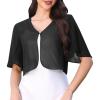 imageAllegra K Chiffon Bolero Shrug for Womens Open Front Ruffle Short Sleeve Cropped Cardigan for Evening DressBlack
