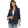 imageAllegra K Cotton Linen Blazers for Womens Business Casual One Button Work Jacket Office SuitNavy Blue
