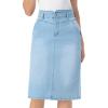 imageAllegra K Denim Skirt for Women High Waisted Casual Back Slit Stretchy Below Knee Length Jean SkirtLight Blue
